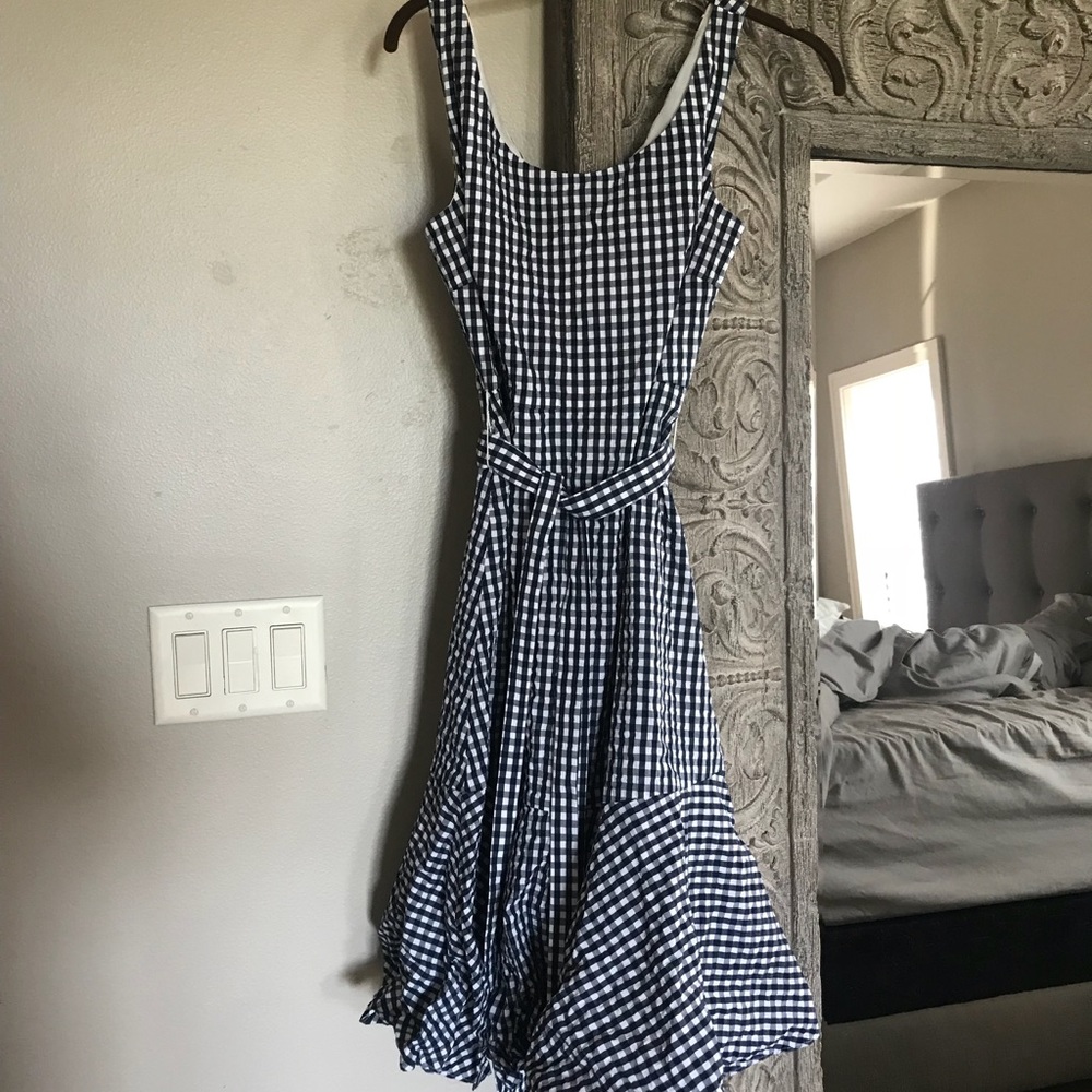 J. Crew Gingham Blue and White Sundress